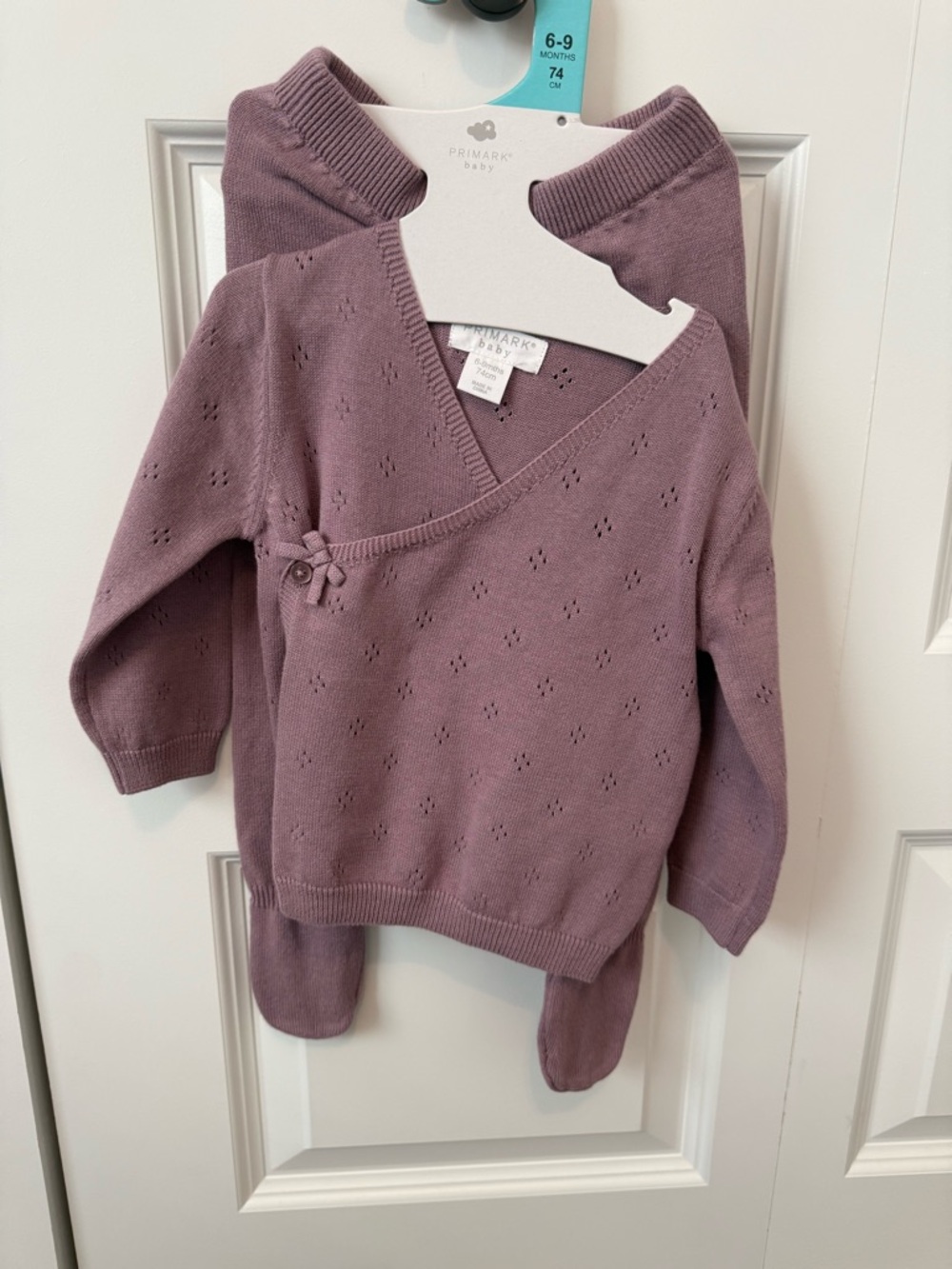 Primark Baby Mauve Knit Wrap Sweater Set